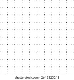 O padrão de plano de fundo quadrado sem emenda das formas geométricas tem tamanhos e opacidade diferentes. O padrão é preenchido uniformemente com pequenos símbolos de hash pretos. Ilustração vetorial sobre fundo branco
