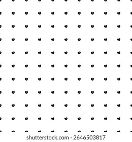 Padrão de plano de fundo quadrado e uniforme de formas geométricas. O padrão é preenchido uniformemente com pequenas duas metades pretas de símbolos de um coração. Ilustração vetorial sobre fundo branco