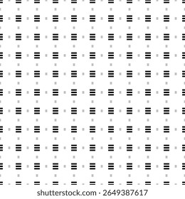 O padrão de plano de fundo quadrado sem emenda das formas geométricas tem tamanhos e opacidade diferentes. O padrão é preenchido uniformemente com grandes símbolos de identidade pretos. Ilustração vetorial sobre fundo branco