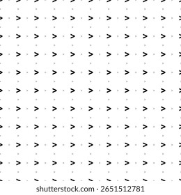 Square seamless background pattern from geometric shapes are different sizes and opacity. The pattern is evenly filled with big black greater symbols. Vector illustration on white background