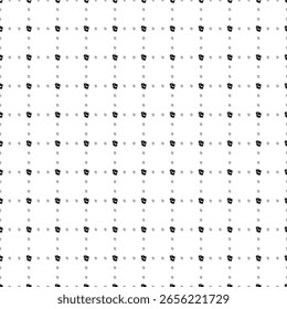 O padrão de plano de fundo quadrado sem emenda das formas geométricas tem tamanhos e opacidade diferentes. O padrão é preenchido uniformemente com pequenos símbolos de dois ases pretos. Ilustração vetorial sobre fundo branco