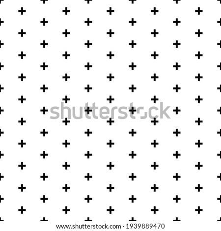 Square seamless background pattern from geometric shapes. The pattern is evenly filled with black plus symbols. Vector illustration on white background