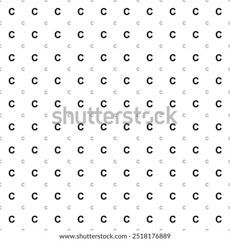 Square seamless background pattern from geometric shapes are different sizes and opacity. The pattern is evenly filled with big black capital letter C symbols. Vector illustration on white background