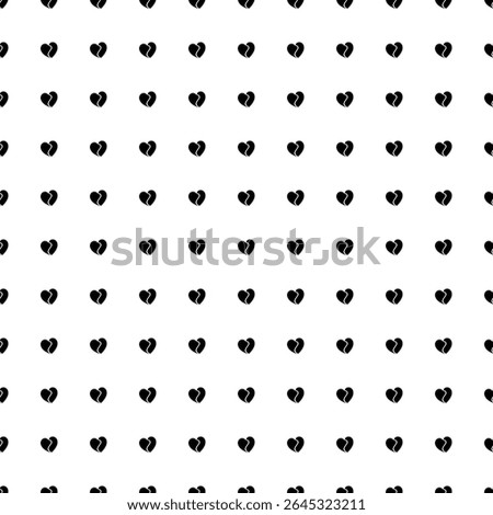 Square seamless background pattern from geometric shapes. The pattern is evenly filled with black two halves of a heart symbols. Vector illustration on white background