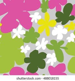 Square seamless floral pattern in the style of "primitivism"