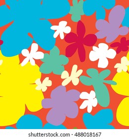 Square seamless floral pattern in the style of "primitivism"