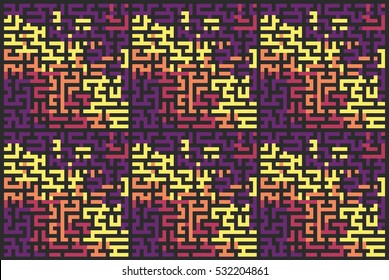 Square seamless pattern of colored labyrinth, flat