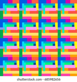Square seamless pattern. Colorful geometric shape line Vector pixels background Abstract RGB led smart technology concept Brochure cover textile graphic design. Pop Art Print fashion web modern design