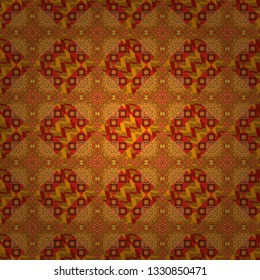 Square seamless pattern composition in yellow, orange and magenta colors for kerchief with floral motif. Vector illustration.