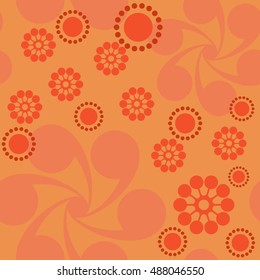 Square seamless pattern with geometric floral ornaments