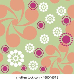 Square seamless pattern with geometric floral ornaments