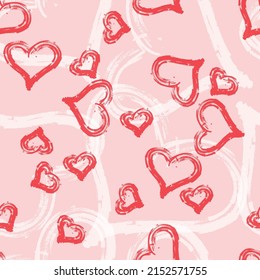 
Square seamless pattern with hand drawn hearts. Vector pattern in red, pink and white colors. Can be used for wallpaper, background, gift wrapping, fabric design and more