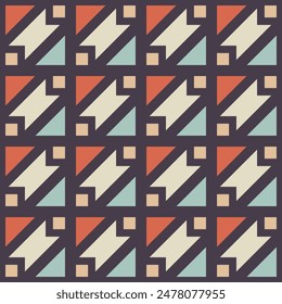 Square Seamless Pattern (Orange, Cream, Soft Blue, Peach) - Repeating Seamless Pattern Vector Image - Easily Editable; Endless Design; Colorful lIlustration - Print for Gift Paper, Packaging, etc.