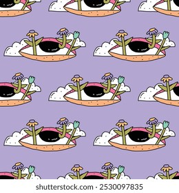 square seamless pattern -sinister eyes for Halloween.Devil eyes in 1970s psychedelic style.Groovy and funky print ornament.A look from a horror movie. Mystical esoteric eye.Witches,astrology and tarot