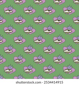 square seamless pattern -sinister eyes for Halloween.Devil eyes in 1970s psychedelic style.Groovy and funky print ornament.A look from a horror movie. Mystical esoteric eye.Witches,astrology and tarot