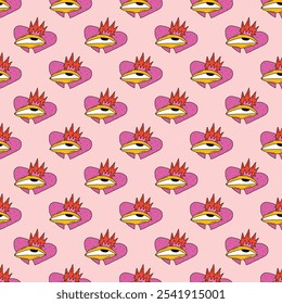 square seamless pattern -sinister eyes for Halloween.Devil eyes in 1970s psychedelic style.Groovy and funky print ornament.A look from a horror movie. Mystical esoteric eye.Witches,astrology and tarot