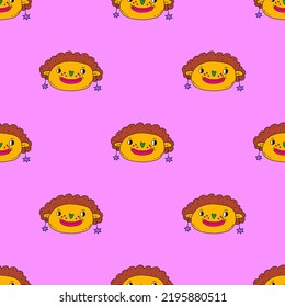 square seamless pattern-1970s psychedelic with carnival quirky dudes. Christmas and new year party.Portraits of non-binary funny people.Funny funky and groovy people.Holiday party festival