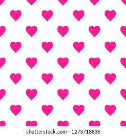 Square seamless vector pattern with plastic pink hearts isolated on white background