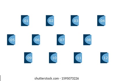 square semi-circle bullet points numerical one to twelve