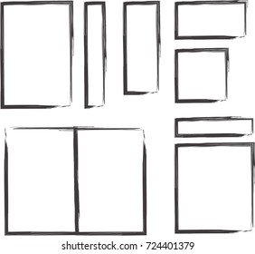 Square Set of frames with transparent background. Vector illustration.High resolution