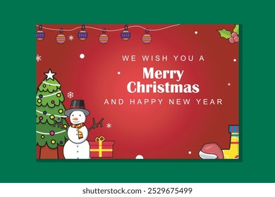 Square set. social media post Winter Christmas with illustration elements of a little boy wearing a Santa hat saying hello happily. Suitable for social media posts, Christmas invitation cards