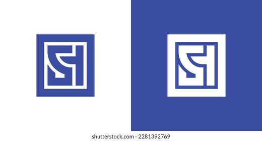 Square SH Letter Logo Design Vorlage Vektorgrafik