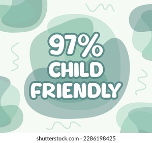 quadratischer Banner, Vektorgrafik von 97% GVO-Prozentsatz. interessantes Gradationsdesign mit Kinderthema.
