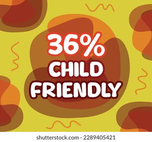 vector de rótulo de forma cuadrada, ilustración del 36% del porcentaje de OMG. interesante diseño de gradación con tema infantil.