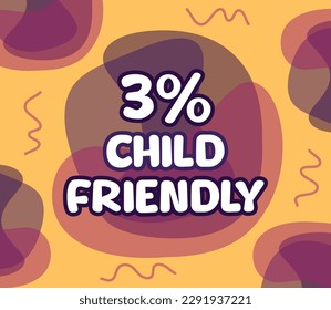 vector de rótulo de forma cuadrada, ilustración del 3% del porcentaje de OMG. interesante diseño de gradación con tema infantil.