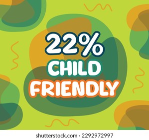 vector de rótulo de forma cuadrada, ilustración del 22% del porcentaje de OMG. interesante diseño de gradación con tema infantil.