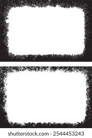 Conjunto de marcos de grunge en blanco y negro de forma cuadrada, un diseño de Vector de conjunto de bordes de fotos grunge en blanco y negro, marcos vintage en blanco y negro con pintura grunge, 