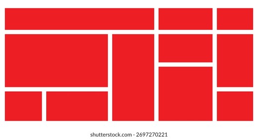 Square shape block box bento-grid funky puzzle. Modern simple pattern, stylish, shapes Bento-Grid icons set on white background. Vector isolated bento grid. EPS 10. 