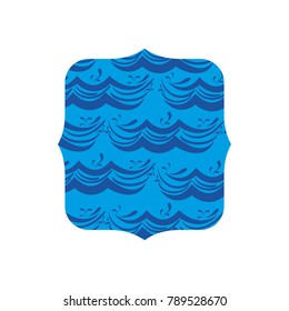 square shape with blue nature waves background