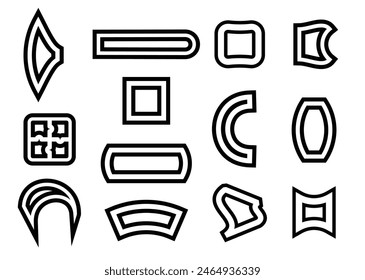 Square shape bold line icon collection. Design elements for decoration, banner, template, sticker, badge, poster