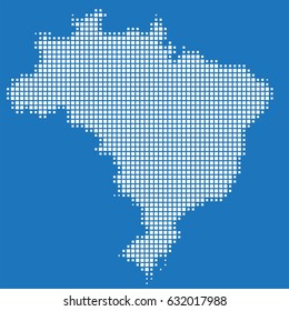 Square shape brazil map on blue background. Vector illustration.