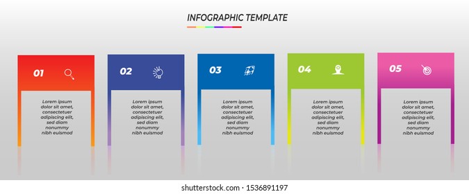 Square Shape Business Infographic template design with icons and 5 options or step