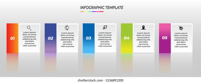 Square Shape Business Infographic template design with icons and 5 options or step