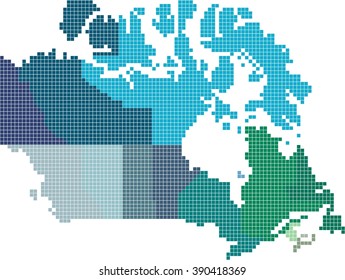 Square shape Canada map on white background.Colored by states. Vector illustration.