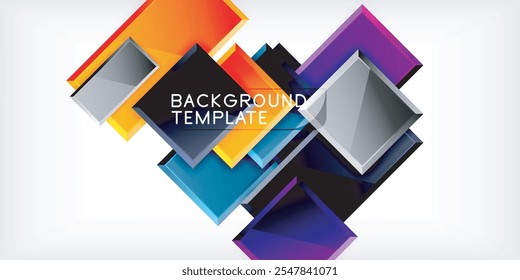 Geometría abstracta de color de forma cuadrada. Ilustración vectorial para el Fondo de pantalla, Anuncio, fondo, tarjeta, ilustración del libro, landing page