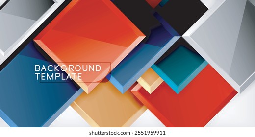 Geometría abstracta de color de forma cuadrada. Ilustración vectorial para el Fondo de pantalla, Anuncio, fondo, tarjeta, ilustración del libro, landing page