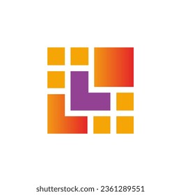 Square shape colored company logo vector image
