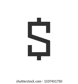 Square shape Dollars sign icon. USD currency symbol. Money label. Stock vector illustration isolated on white background.