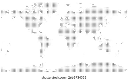 Square shape dotted vector world map offering a unique perspective on global geography. Creative dot map design focusing an amazing visual for any professional presentation.