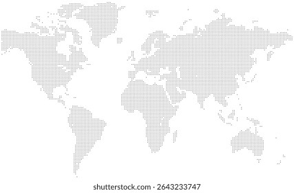Square shape dotted world map showing country borders