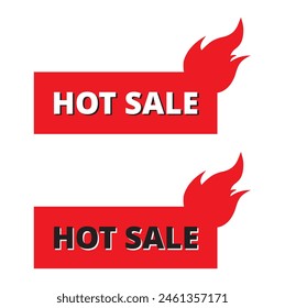 Square shape with a flame hot sale banners on a white background 