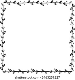 Square Shape Flower wreath frame leaf vector floral border picture frames Branch laurel botanical silhouette black elements decoration greeting wedding frames