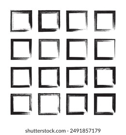 Square Shape Frame Brush Icon Set Vector Design.