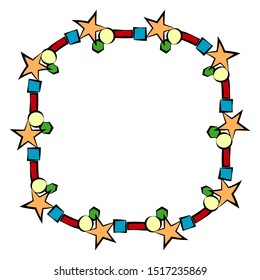 square shape frame with cheerful colors, colorful frame, children's theme frame with isolated white background.