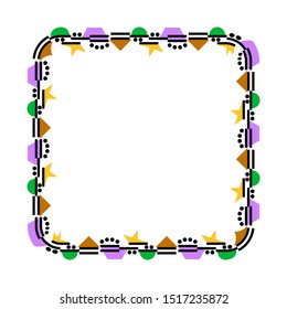 square shape frame with cheerful colors, colorful frame, children's theme frame with isolated white background.
