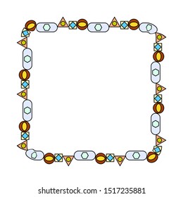 square shape frame with cheerful colors, colorful frame, children's theme frame with isolated white background.